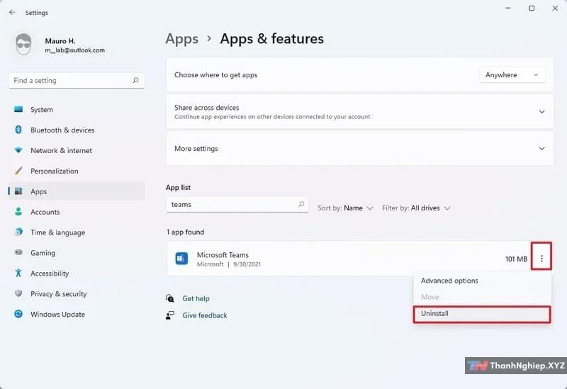 Cách xóa app Chat của Microsoft Teams trên Windows 11 - 3