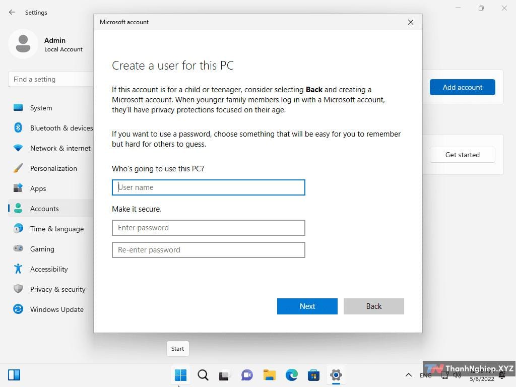 Cách sử dụng local user trên Windows 11 ver. 22H2 - 5