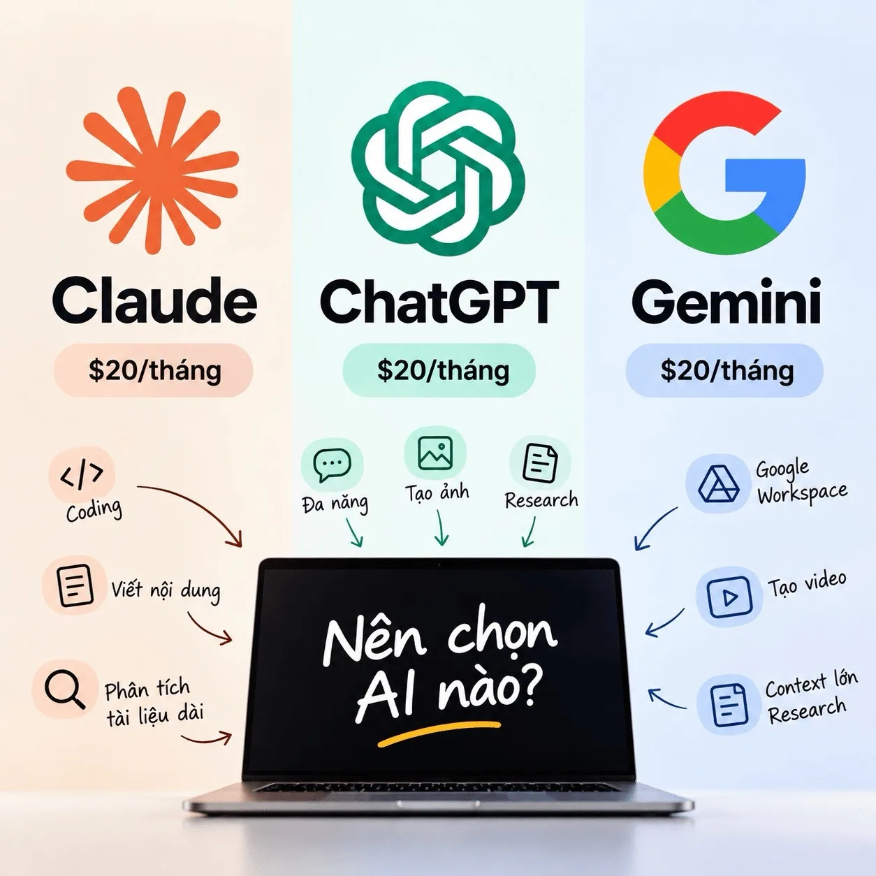 Tôi đã dùng Claude, GPT, Gemini vào công việc UI/UX + coding như thế nào